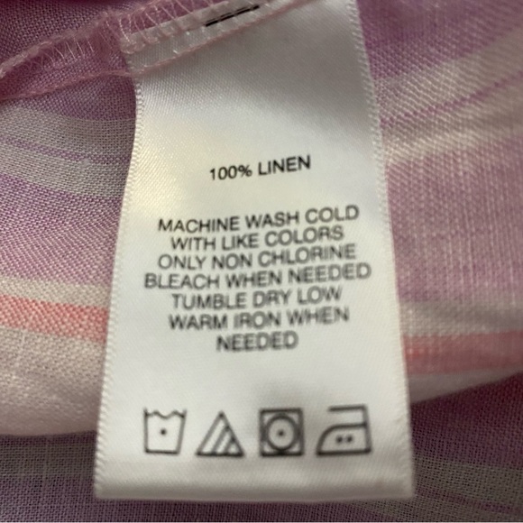 Foxcroft NYC Blouse Women’s 22W Pink Striped Buttoned Shirt Top 100% Linen EUC - Picture 4 of 8